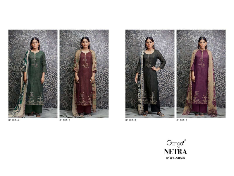 Ganga Netra 1501 Cotton Embroidery And Handwork Fancy Salwar Kameez