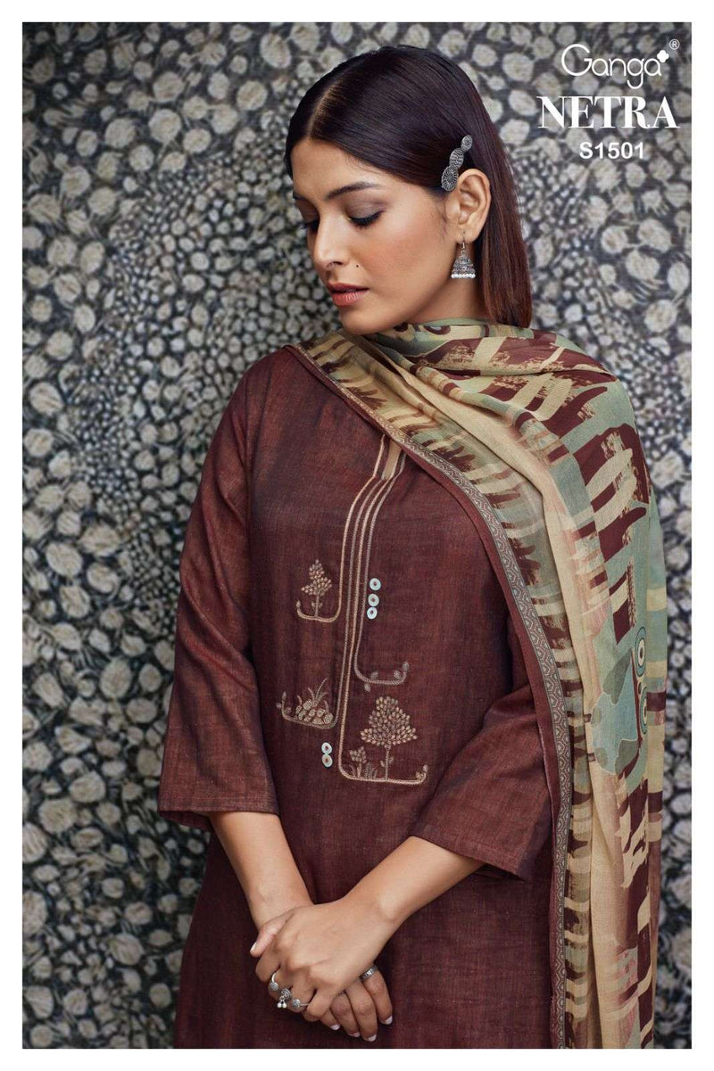 Ganga Netra 1501 Cotton Embroidery And Handwork Fancy Salwar Kameez