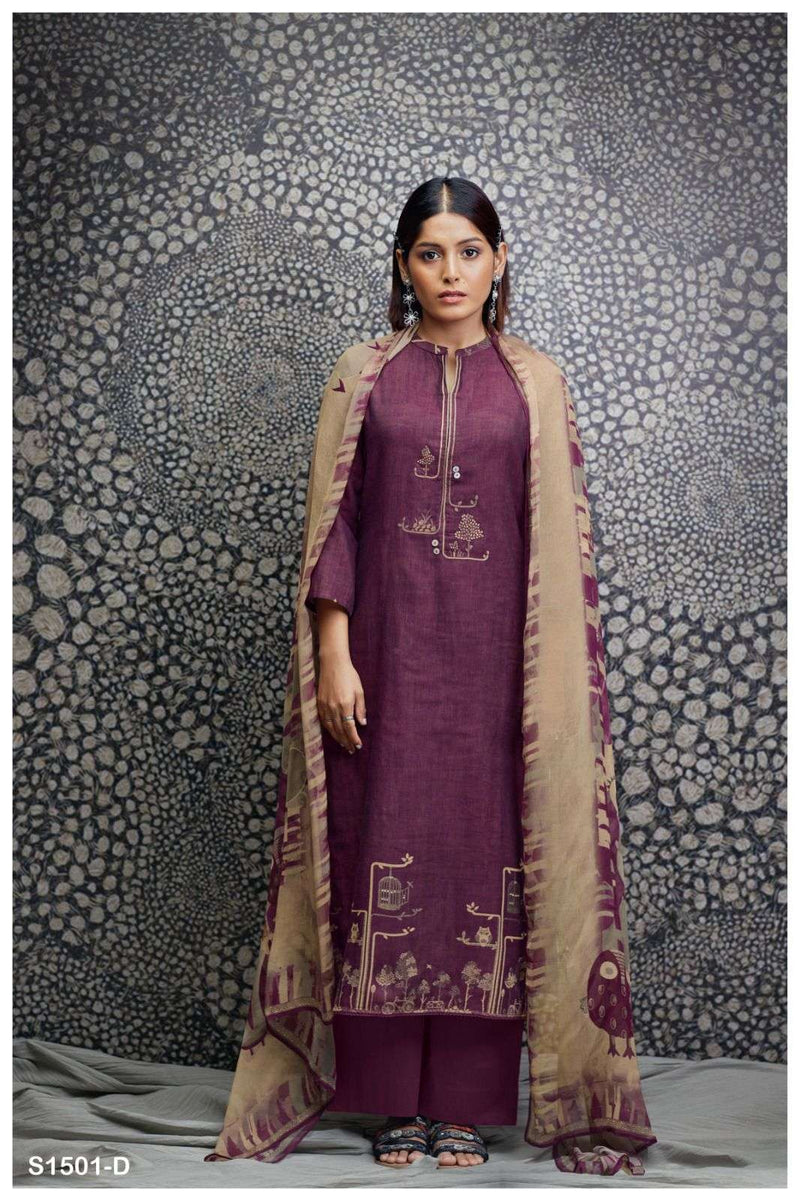 Ganga Netra 1501 Cotton Embroidery And Handwork Fancy Salwar Kameez