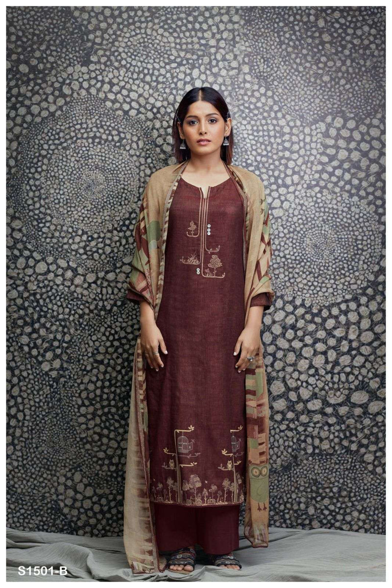 Ganga Netra 1501 Cotton Embroidery And Handwork Fancy Salwar Kameez