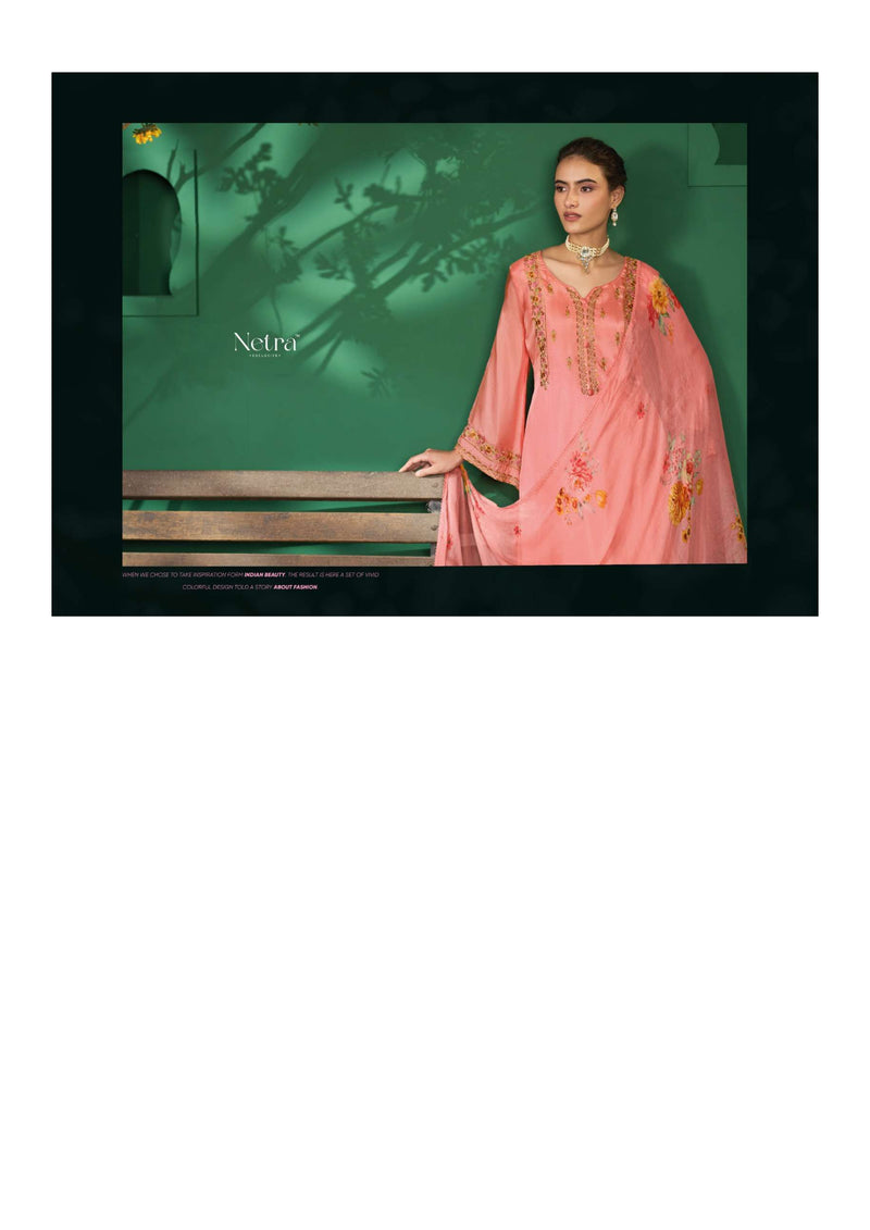 Netra Shyra Bemberg Habotai Silk Embroidery Handwork Festiv Wear Salwar Suit