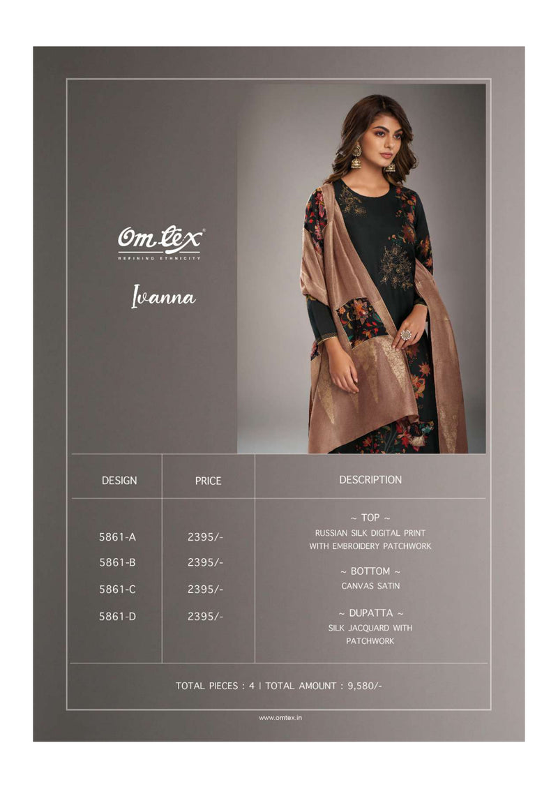Omtex Ivanna Russian Silk Digital Print Embroidery Patch Work Salwar Suit