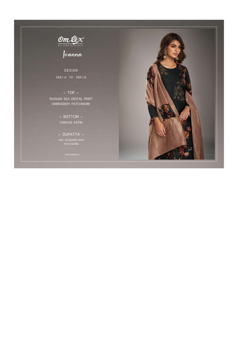 Omtex Ivanna Russian Silk Digital Print Embroidery Patch Work Salwar Suit