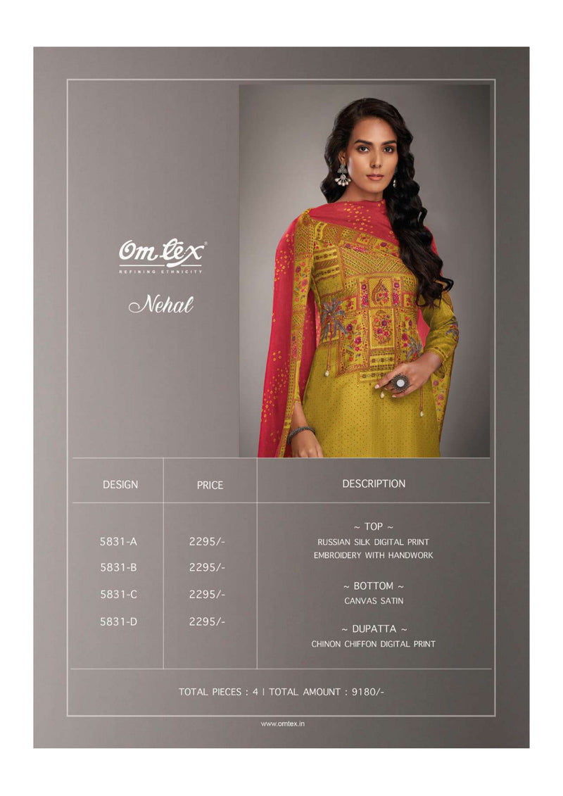 Omtex Nehal Russian Silk Digital Print Fancy Salwar Suit