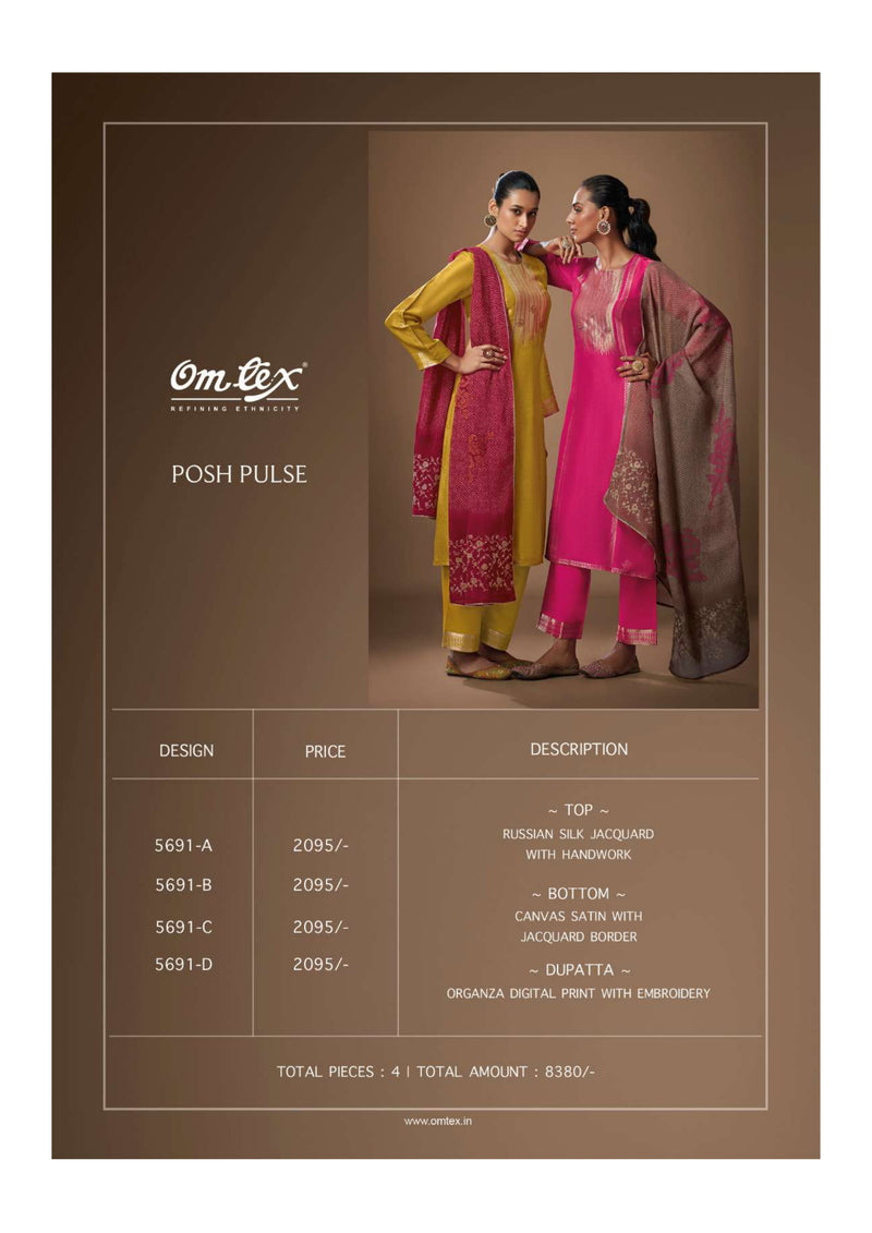 Omtex Posh Pulse Silk Jacquard Designer Wedding Wear Salwar Kameez Collection