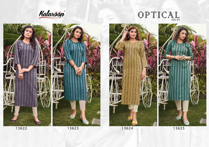 Optical Vol 3 Kalaroop By Kajree Adorable Sequence Work Kurtis