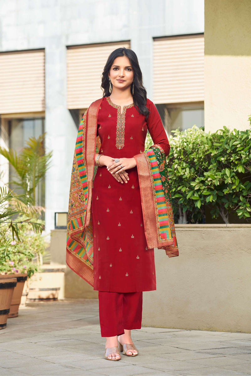 Ossm Mohey Viscos Silk With Chanderi Jacquard Digital Print Dupatta Designer Kurti Set