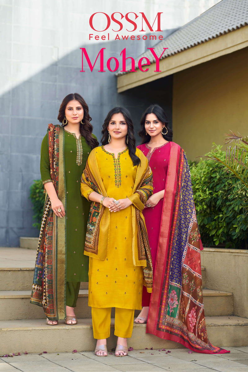 Ossm Mohey Viscos Silk With Chanderi Jacquard Digital Print Dupatta Designer Kurti Set