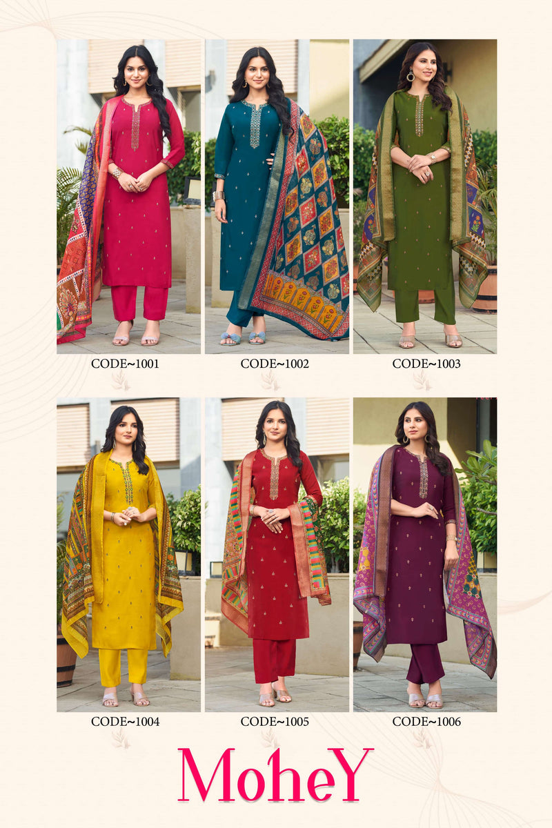 Ossm Mohey Viscos Silk With Chanderi Jacquard Digital Print Dupatta Designer Kurti Set