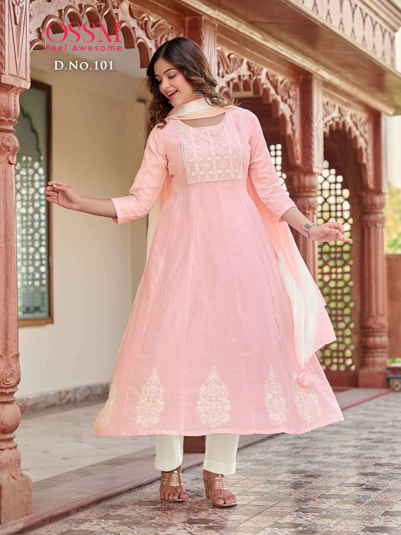 Ossm Present Gulnaaz Amazing Embroidered Work Readymade Cotton Salwar Kameez