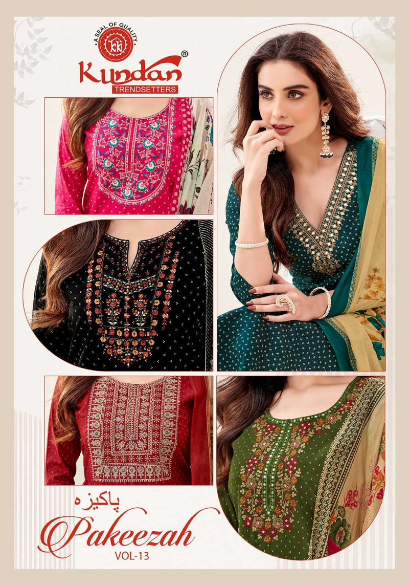 Kundan Trendsetters Pakeezah Vol 13 Cotton Print With Heavy Work Unstitched Salwar Suit