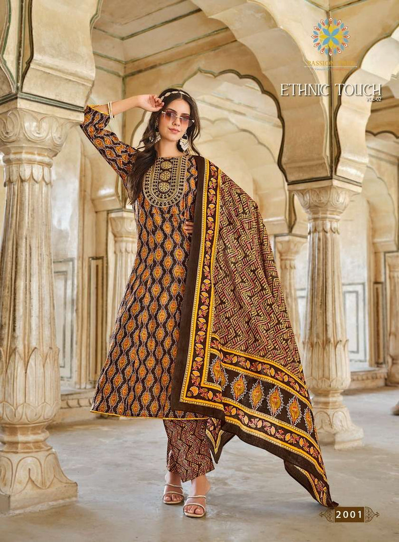 Passion Tree Ethnic Touch Vol 2 Cotton Fancy Embroidery Work Kurti Combo Set