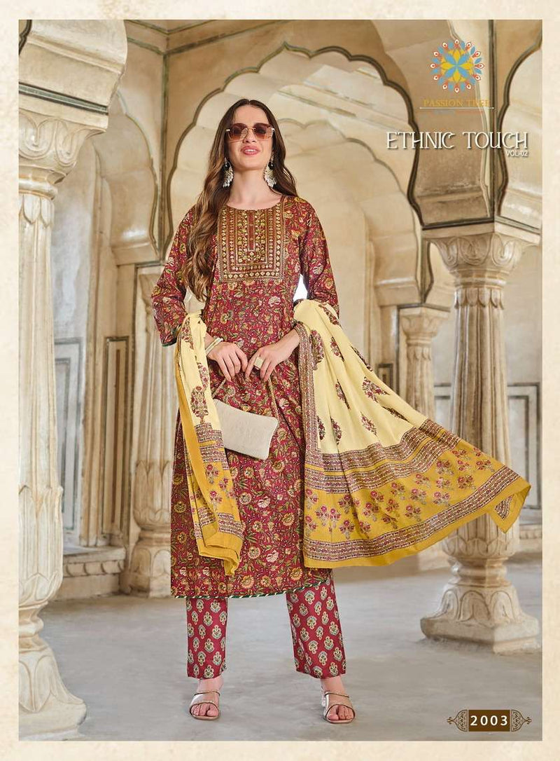Passion Tree Ethnic Touch Vol 2 Cotton Fancy Embroidery Work Kurti Combo Set