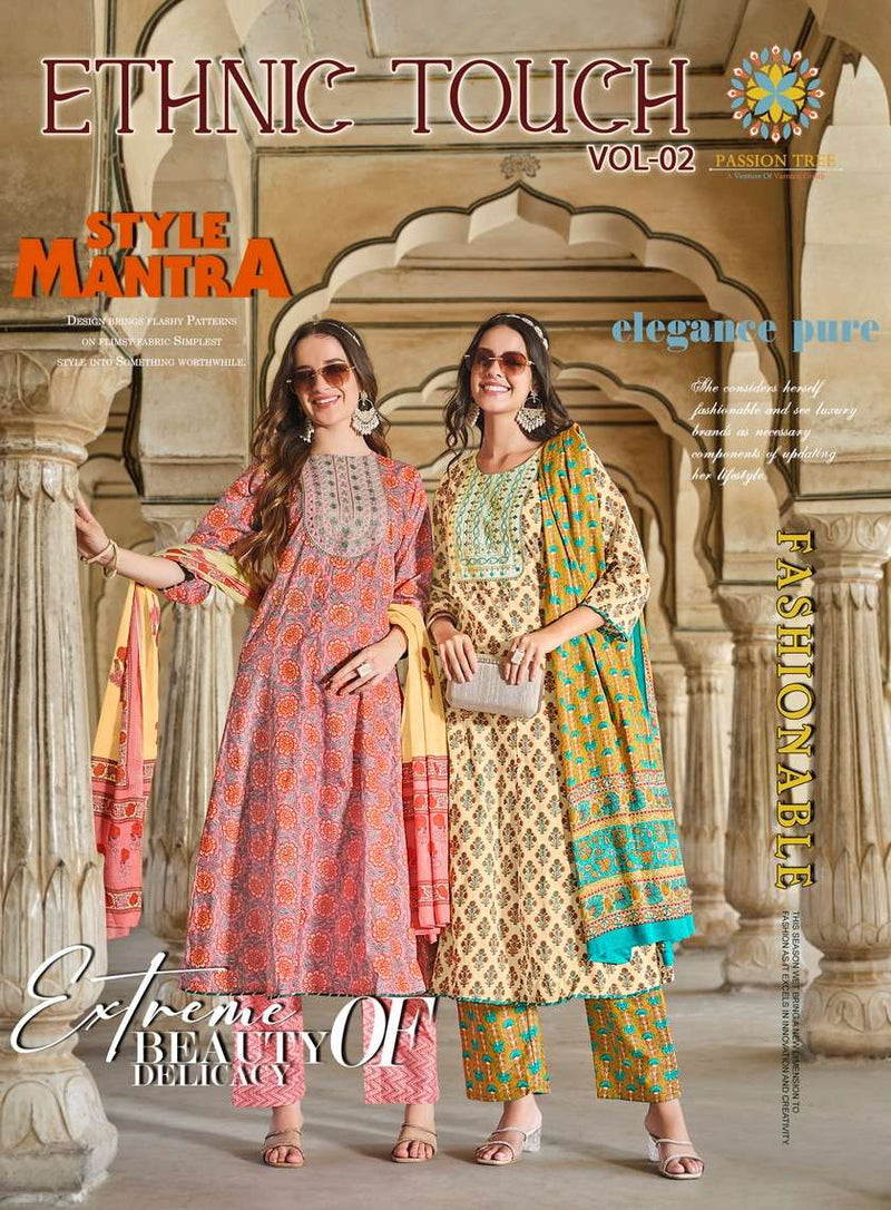 Passion Tree Ethnic Touch Vol 2 Cotton Fancy Embroidery Work Kurti Combo Set