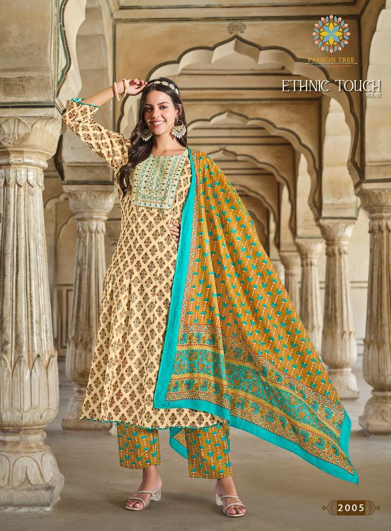Passion Tree Ethnic Touch Vol 2 Cotton Fancy Embroidery Work Kurti Combo Set