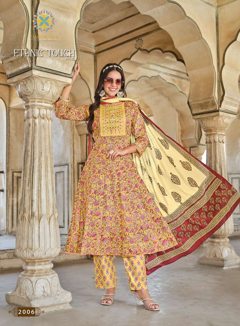 Passion Tree Ethnic Touch Vol 2 Cotton Fancy Embroidery Work Kurti Combo Set