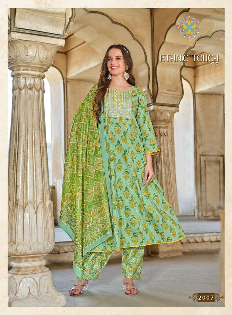 Passion Tree Ethnic Touch Vol 2 Cotton Fancy Embroidery Work Kurti Combo Set