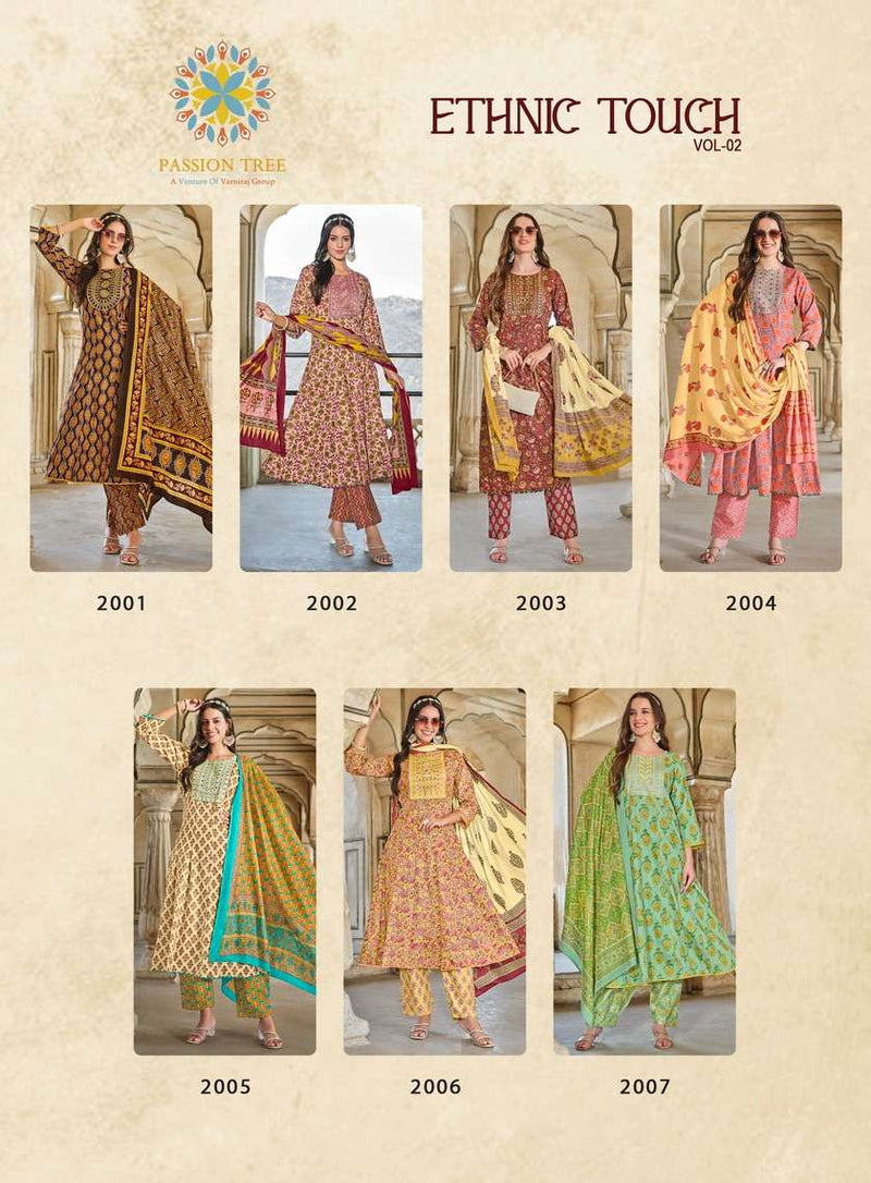 Passion Tree Ethnic Touch Vol 2 Cotton Fancy Embroidery Work Kurti Combo Set