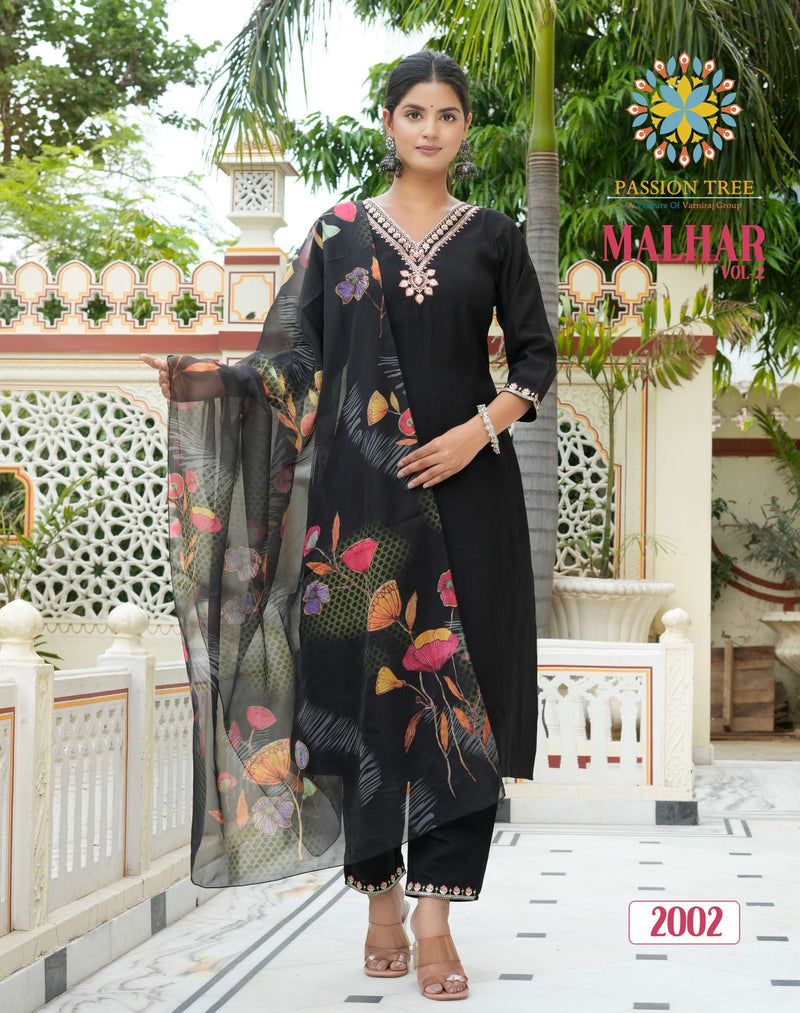 Passion Tree Malhar Vol 2 Silk Fancy Embroidery Work Kurti Pant Dupatta Set