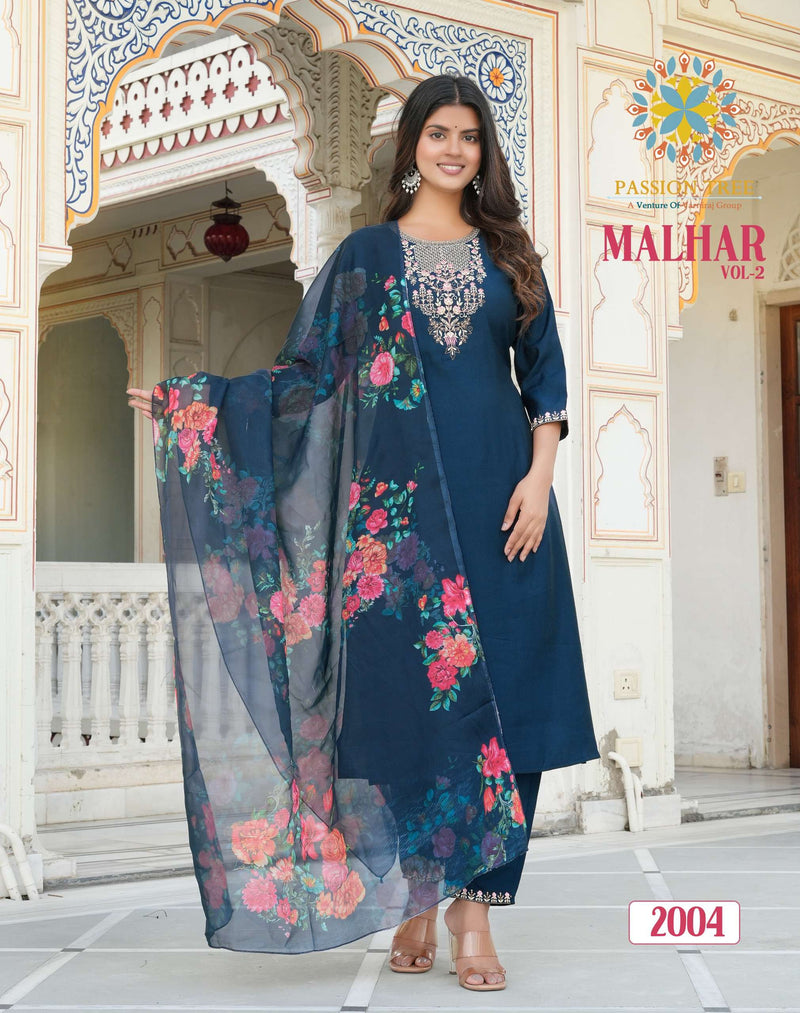 Passion Tree Malhar Vol 2 Silk Fancy Embroidery Work Kurti Pant Dupatta Set