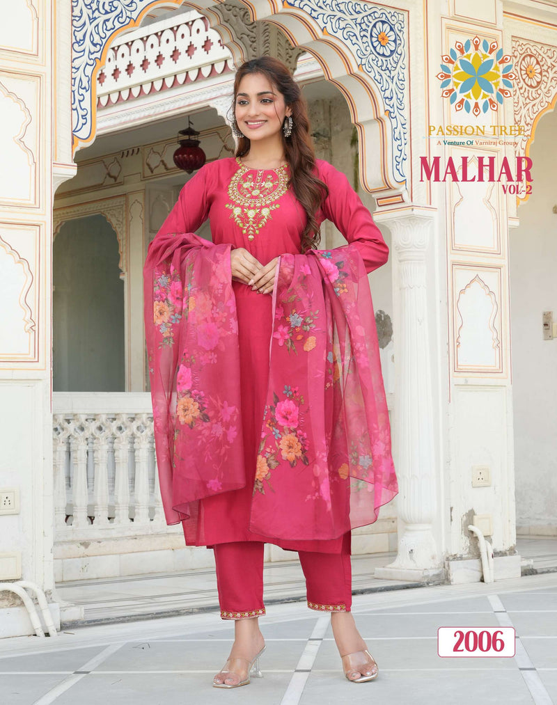 Passion Tree Malhar Vol 2 Silk Fancy Embroidery Work Kurti Pant Dupatta Set