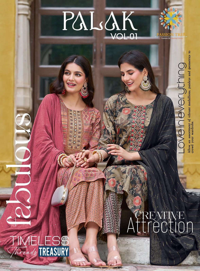 Passion Tree Palak Vol 1 Capsule Print Casual Wear Straight Kurti Combo Set