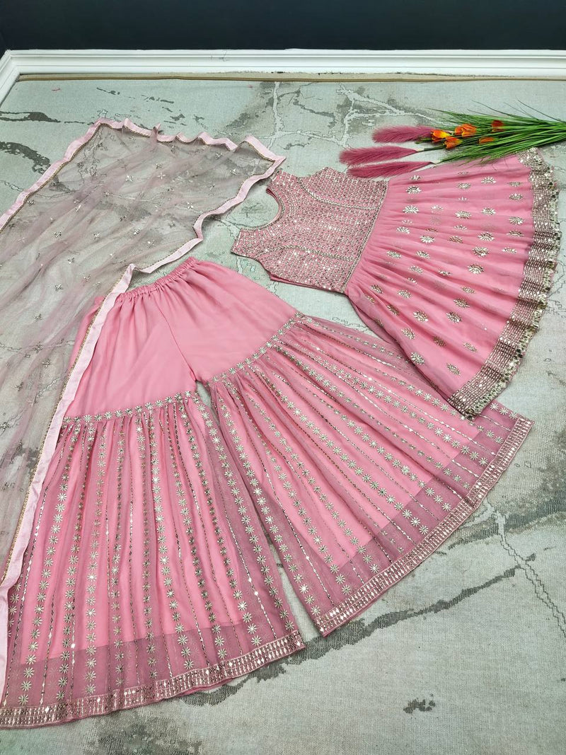 Ad D No 127 Fox Georgette With Heavy Embroidery Work Kurti Collection