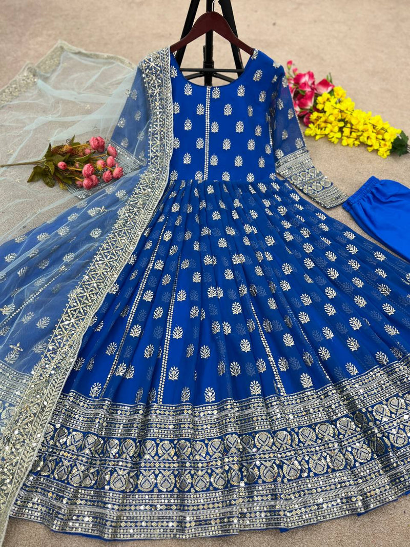 Nsr D No 770 Fox Georgette With Heavy Embroidery Sequence Work Kurti Collection