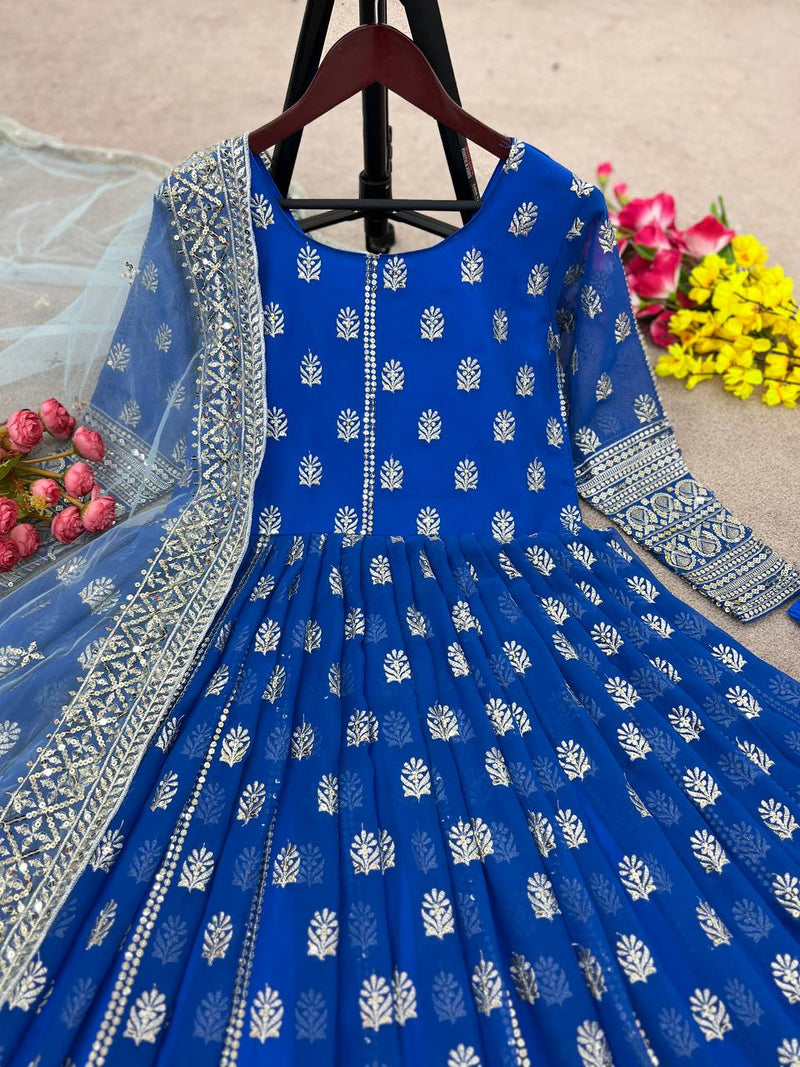 Nsr D No 770 Fox Georgette With Heavy Embroidery Sequence Work Kurti Collection