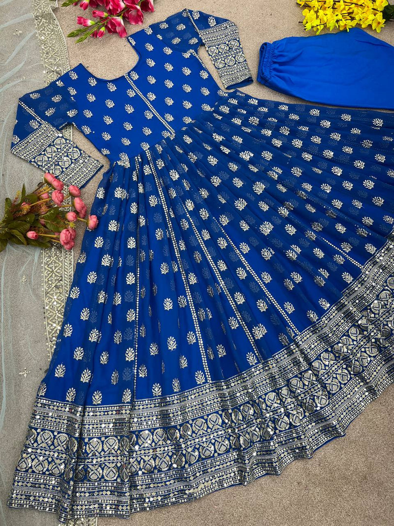 Nsr D No 770 Fox Georgette With Heavy Embroidery Sequence Work Kurti Collection
