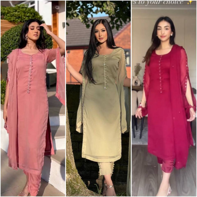 Zsr D No 3029 Fox Georgette With Sequence Work Heavy Kurti Collection