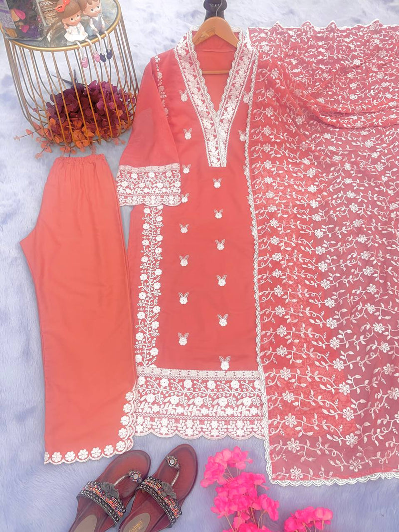 Pd D No 1032 Organza Silk With Embroidery Work Designer Kurti Collection
