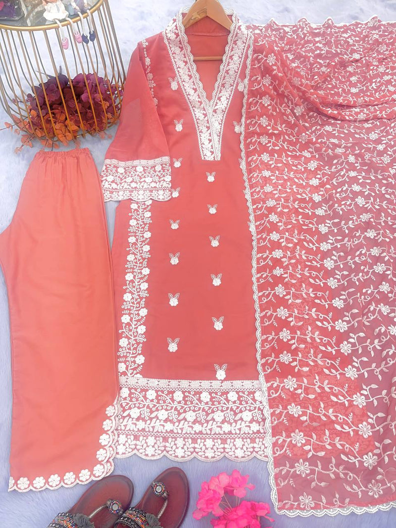 Pd D No 1032 Organza Silk With Embroidery Work Designer Kurti Collection