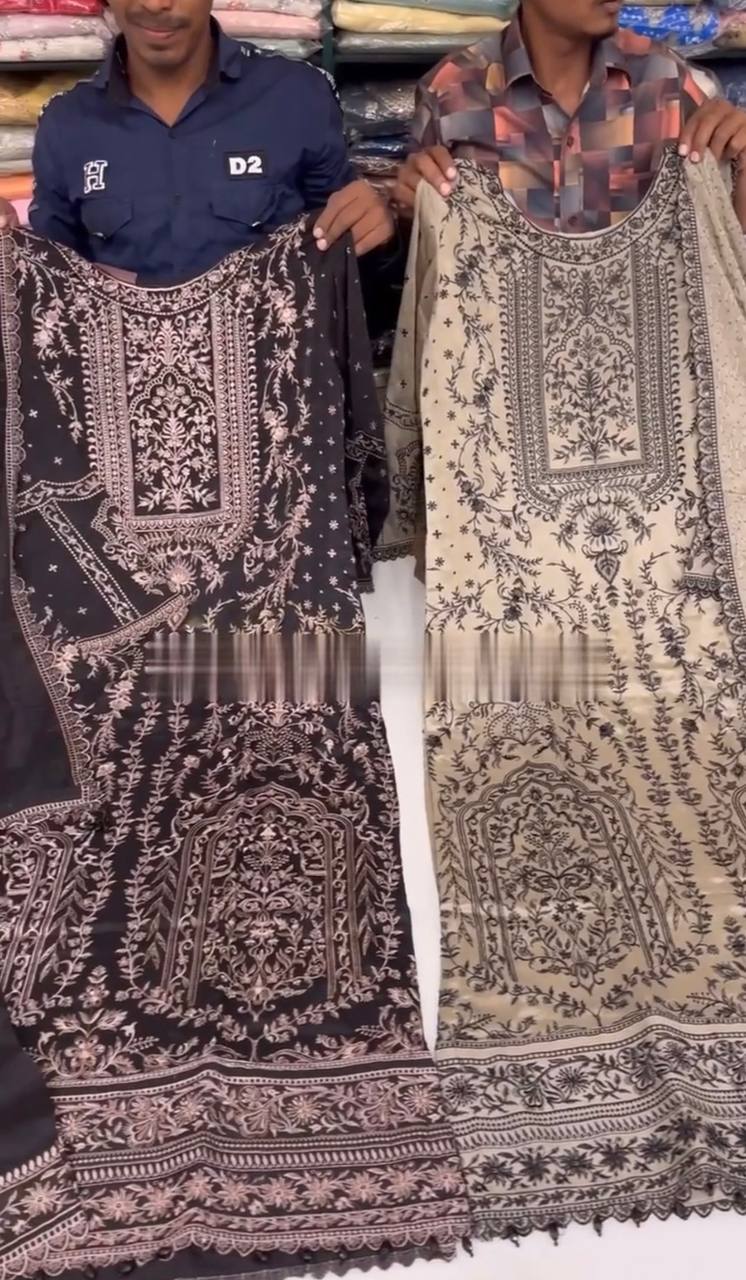 Ad D No 129 Fox Georgette With Embroidery Work Kurti Collection