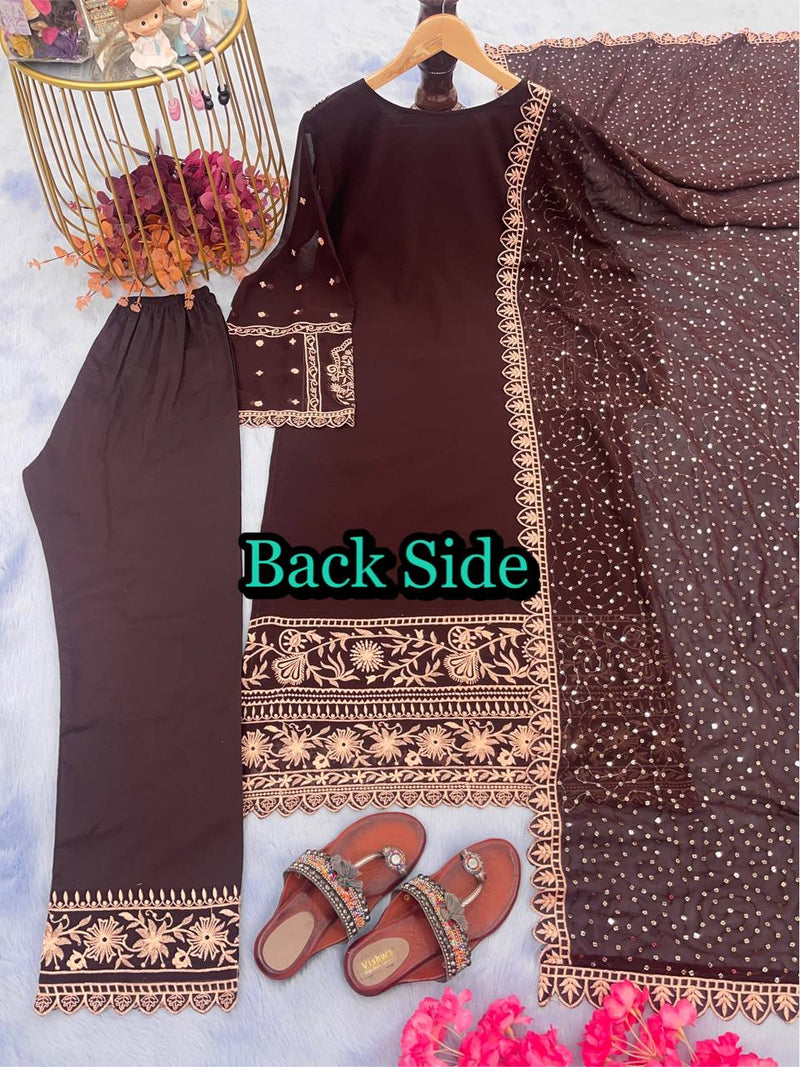 Ad D No 129 Fox Georgette With Embroidery Work Kurti Collection