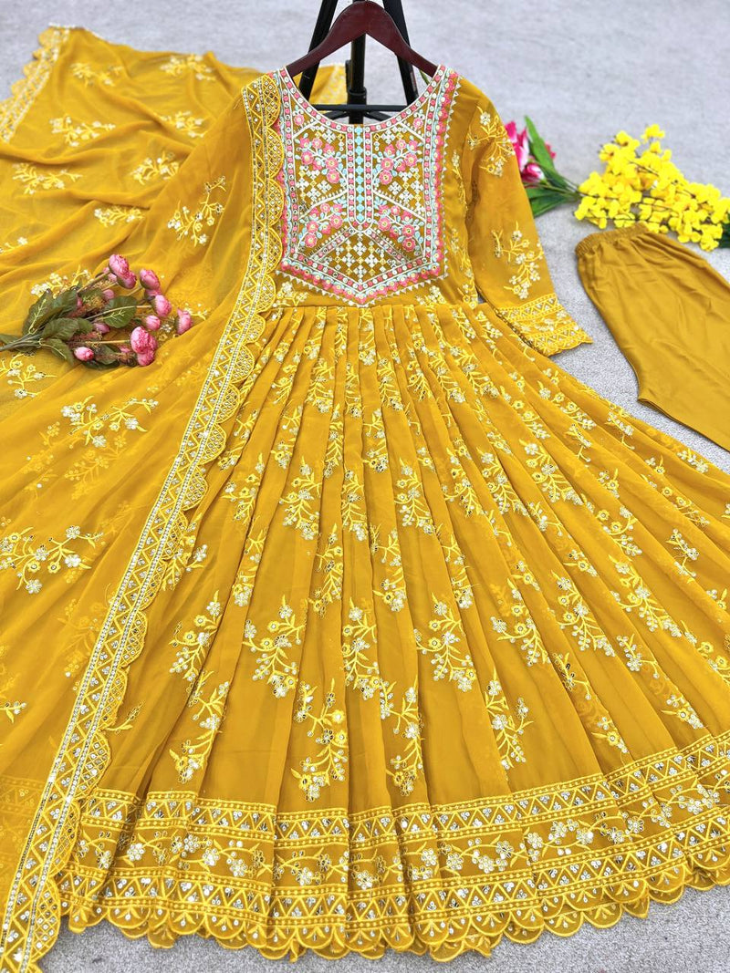 Nsr D No 769 Fox Georgette With Heavy Embroidery Work Kurtis