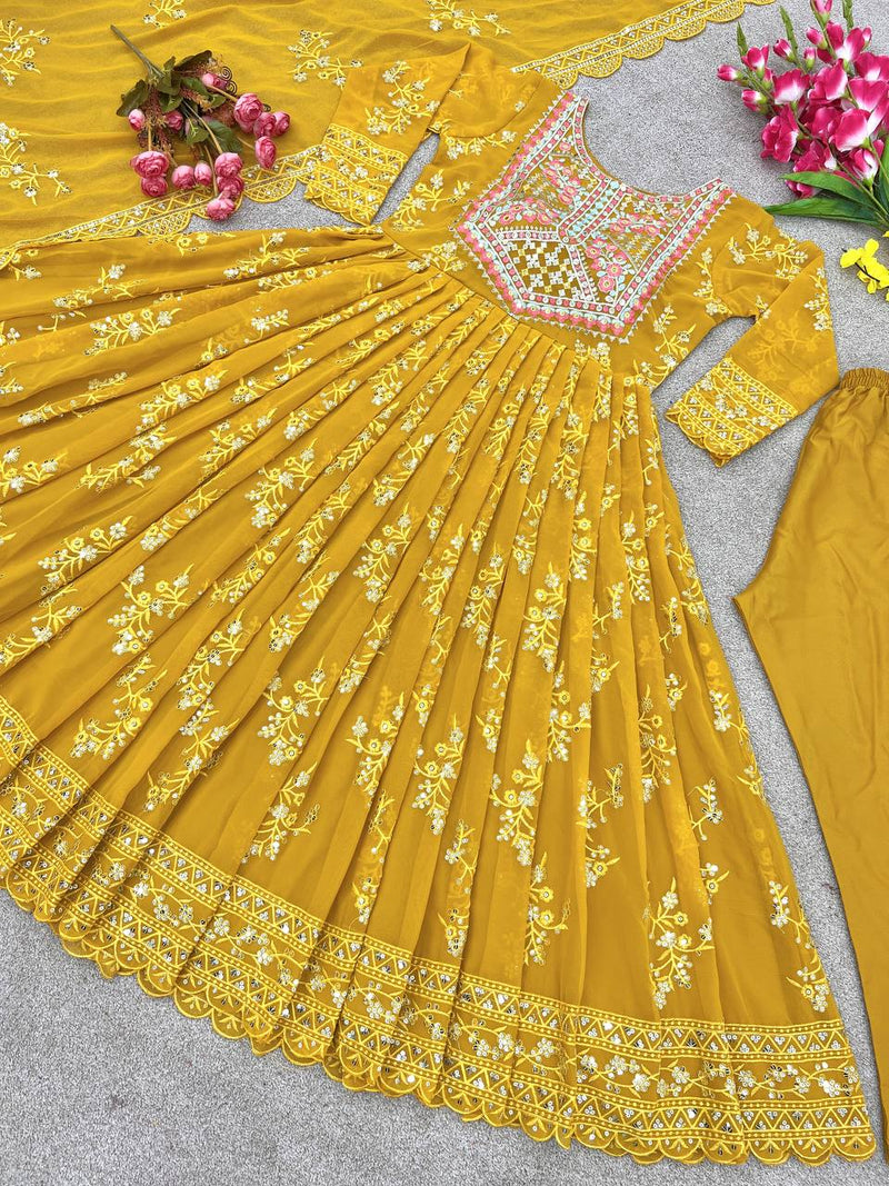Nsr D No 769 Fox Georgette With Heavy Embroidery Work Kurtis