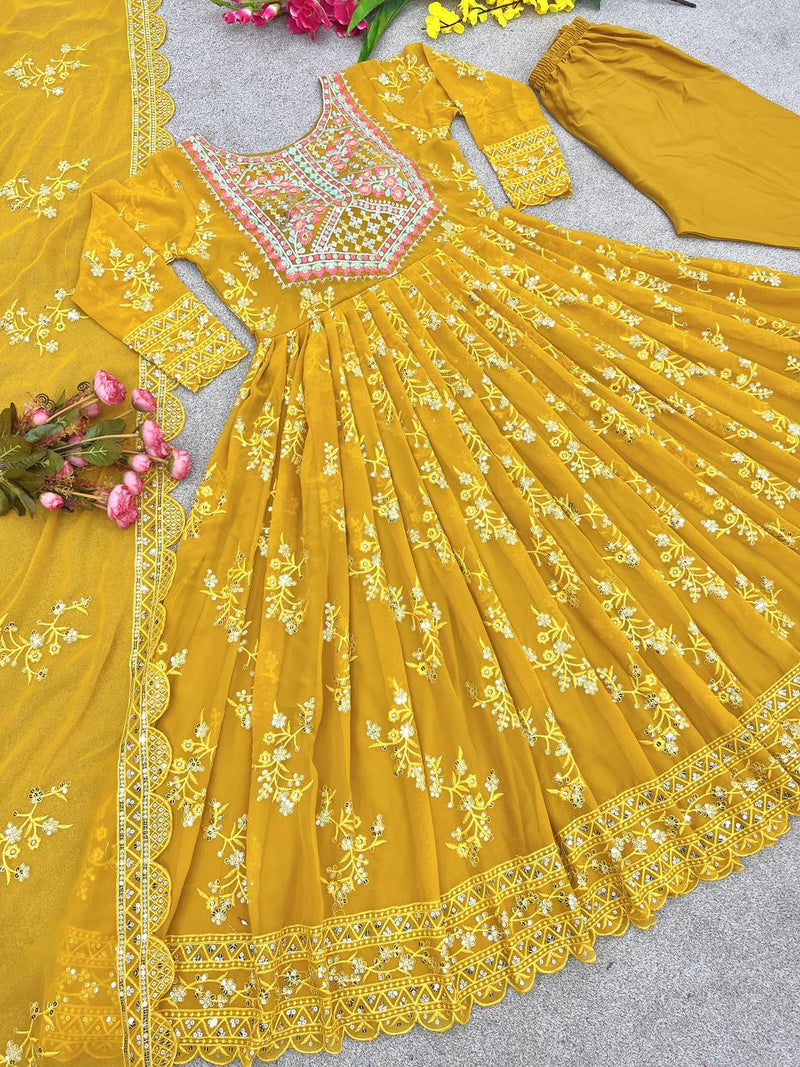 Nsr D No 769 Fox Georgette With Heavy Embroidery Work Kurtis