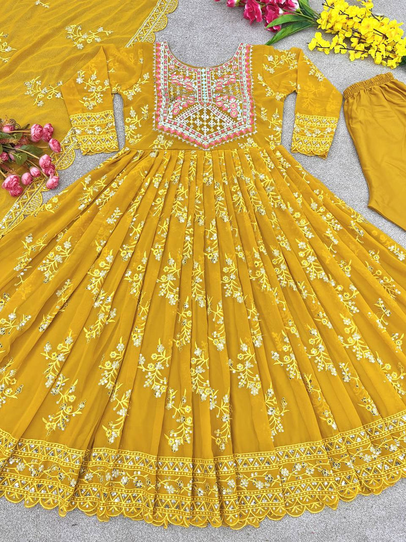Nsr D No 769 Fox Georgette With Heavy Embroidery Work Kurtis