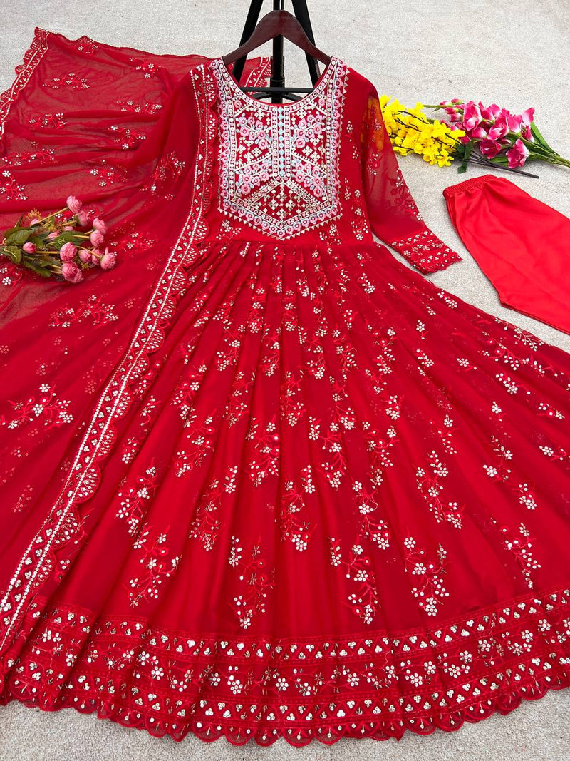 Nsr D No 769 Fox Georgette With Heavy Embroidery Work Kurtis