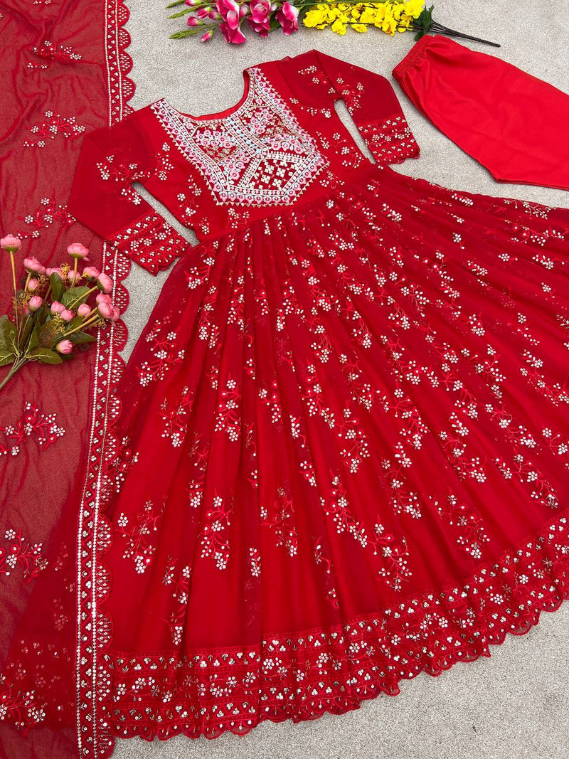Nsr D No 769 Fox Georgette With Heavy Embroidery Work Kurtis