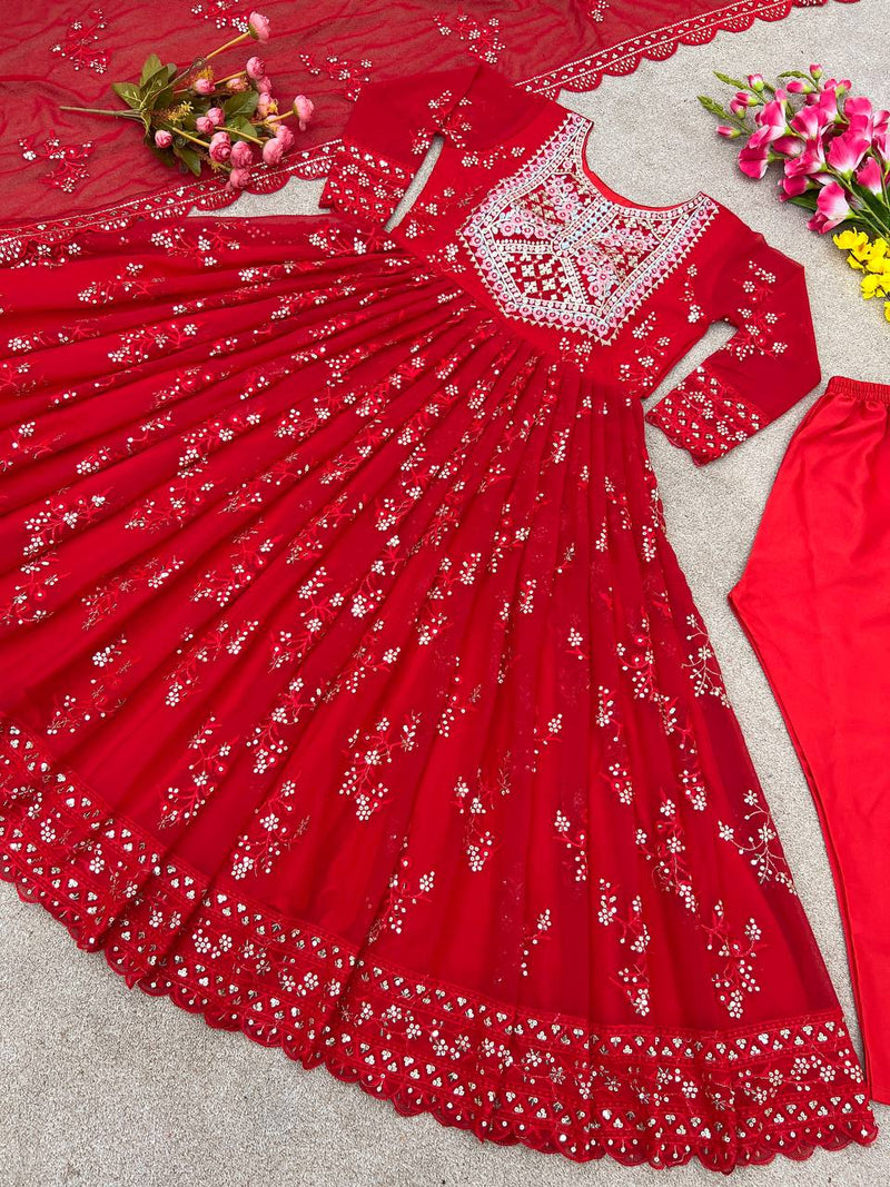Nsr D No 769 Fox Georgette With Heavy Embroidery Work Kurtis