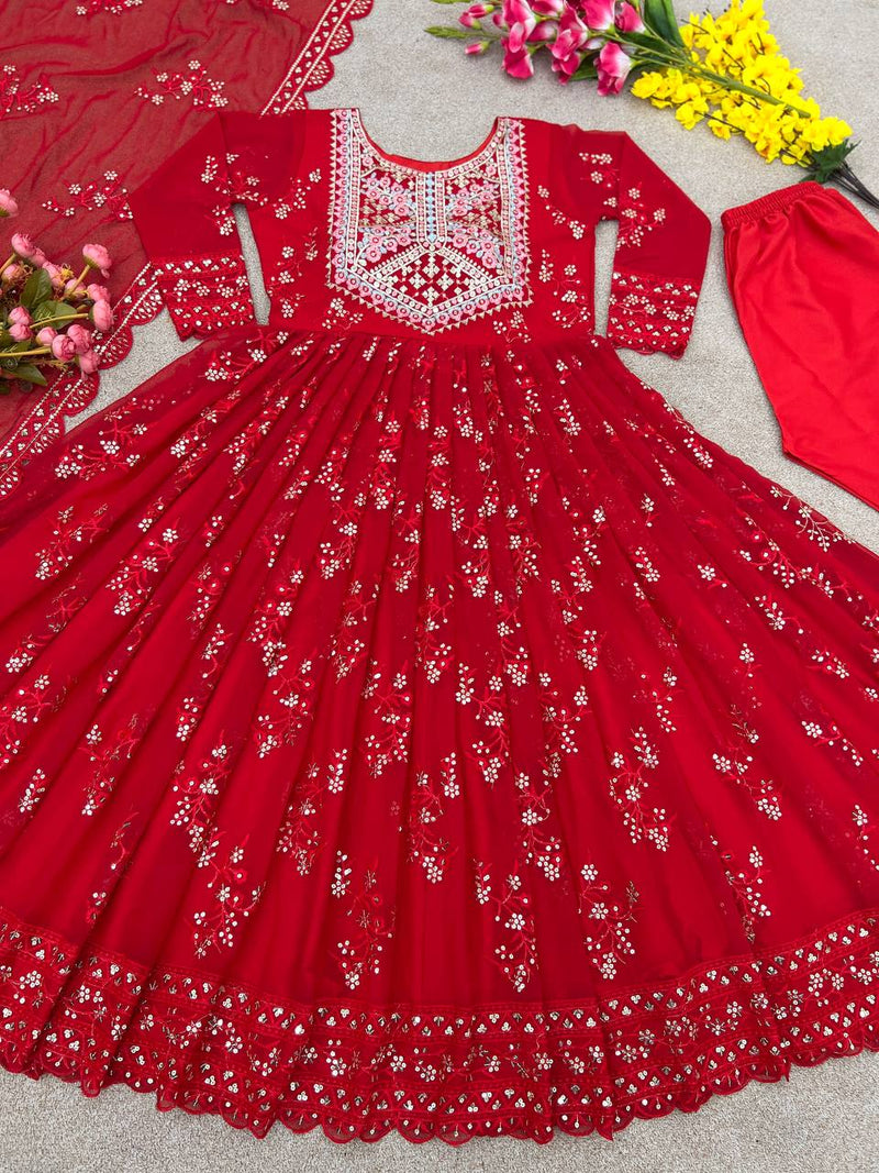 Nsr D No 769 Fox Georgette With Heavy Embroidery Work Kurtis