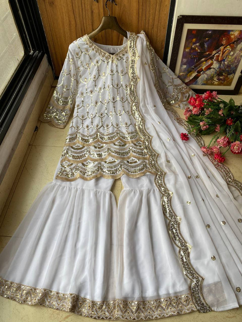 Lc D No 1130 Fox Georgette With Sequence Embroidery Kurti Collection