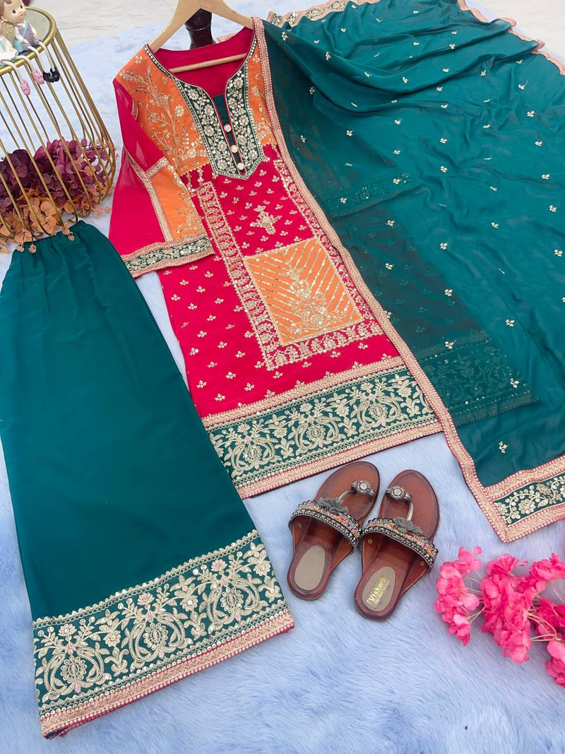 Ad D No 131 Fox Georgette With Heavy Embroidery Work Fancy Kurtis Collection