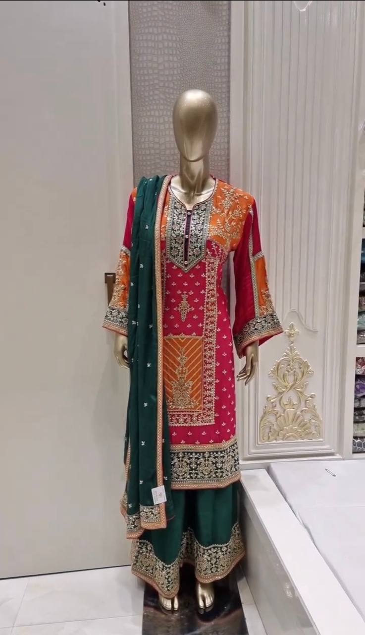 Ad D No 131 Fox Georgette With Heavy Embroidery Work Fancy Kurtis Collection