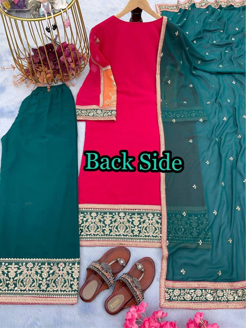 Ad D No 131 Fox Georgette With Heavy Embroidery Work Fancy Kurtis Collection