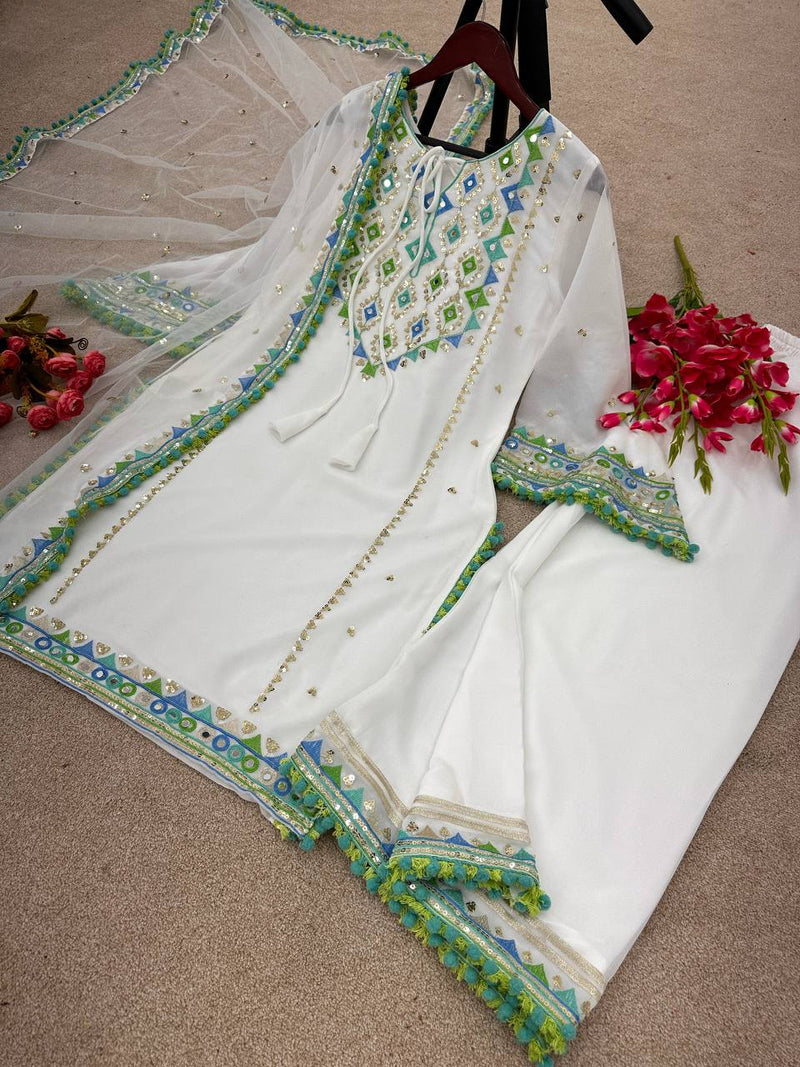 Nsr D No 771 Fox Georgette With Heavy Embroidery Work Fancy Kurti Collection