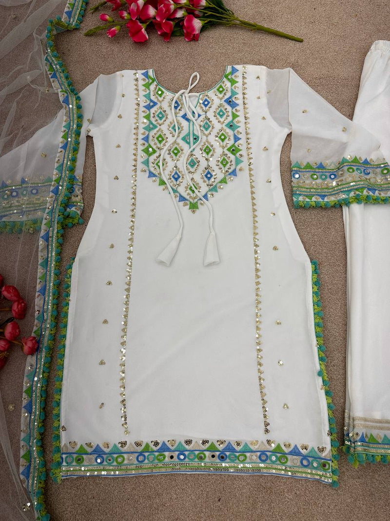 Nsr D No 771 Fox Georgette With Heavy Embroidery Work Fancy Kurti Collection
