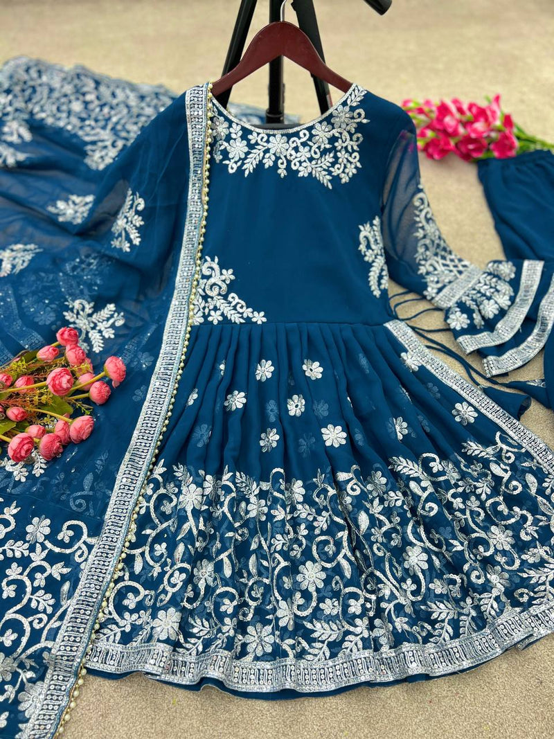 Nsr D No 772 Fox Georgette With Heavy Embroidery Work Kurti Collection